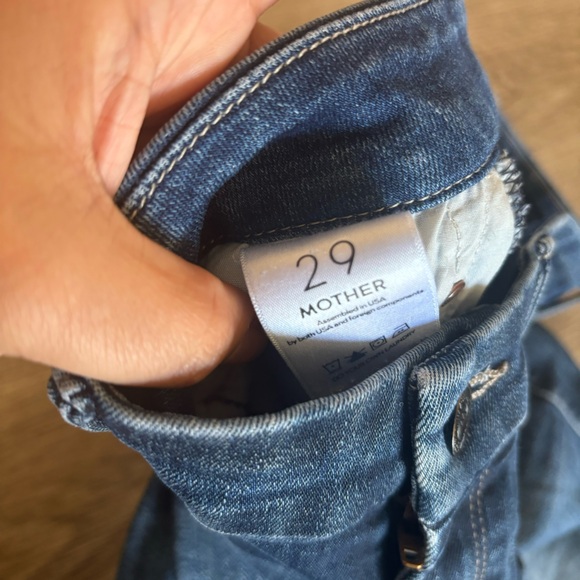 MOTHER High Waisted Looker Ankle Fray Jeans Raw Hem Dark Wash Night Owl Size 29 - Picture 12 of 12